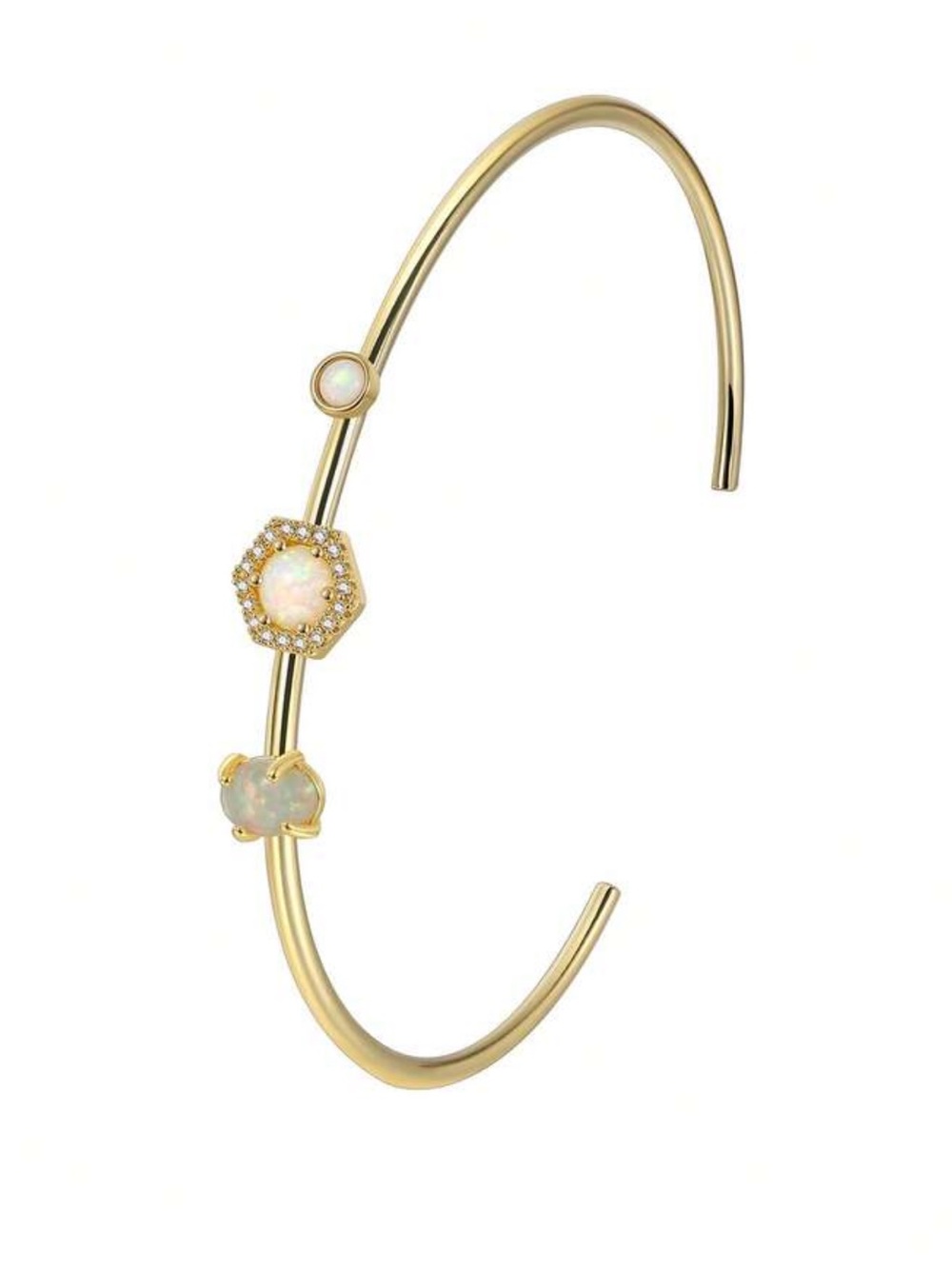 Opal Crystal cuff bracelet goldtone healing crystal NEW